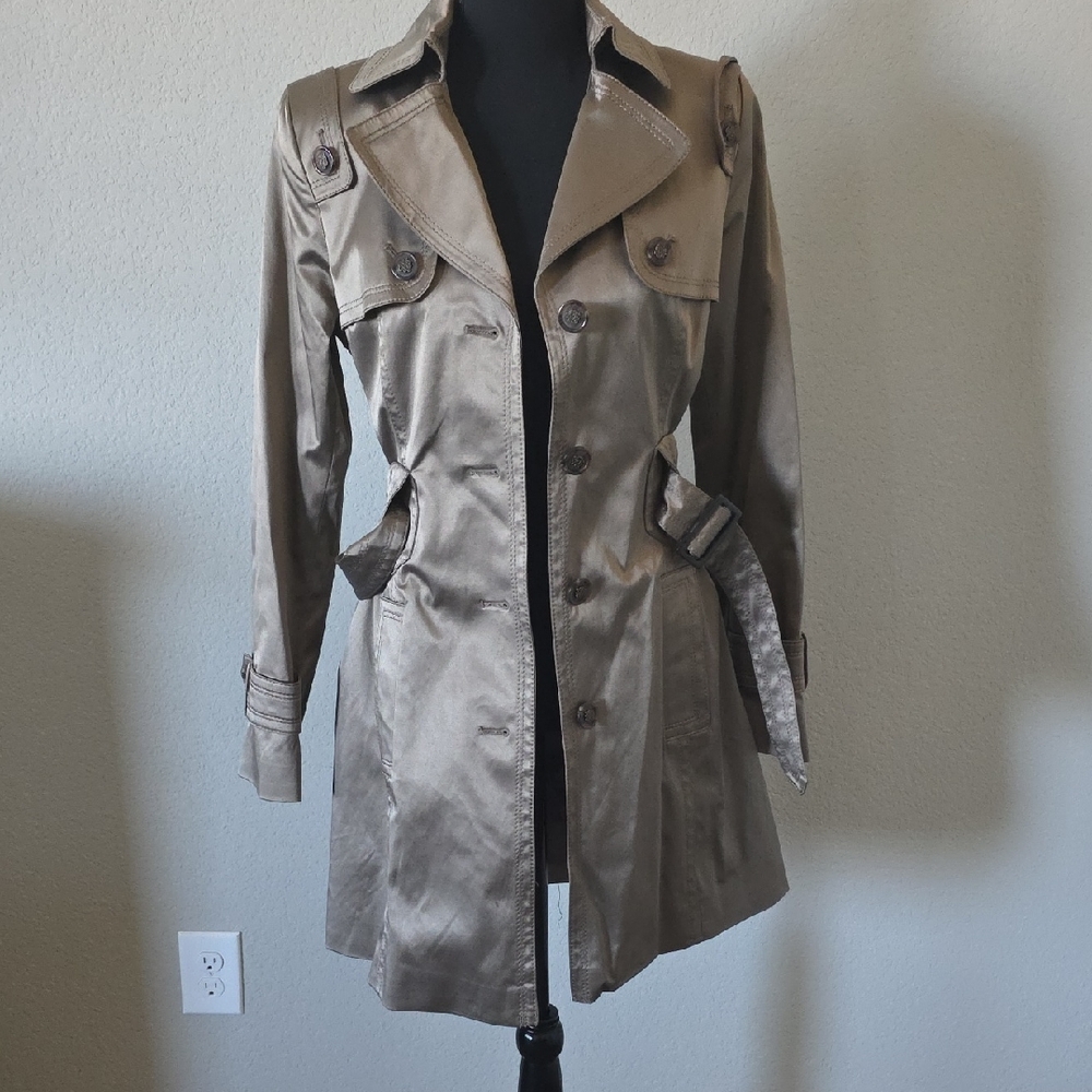 Jessica Simpson Metallic Tan Trench Coat